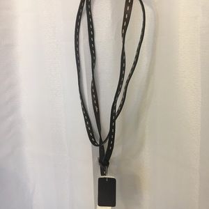 Loft. Double-wrap belt. Brown leather/cream thread